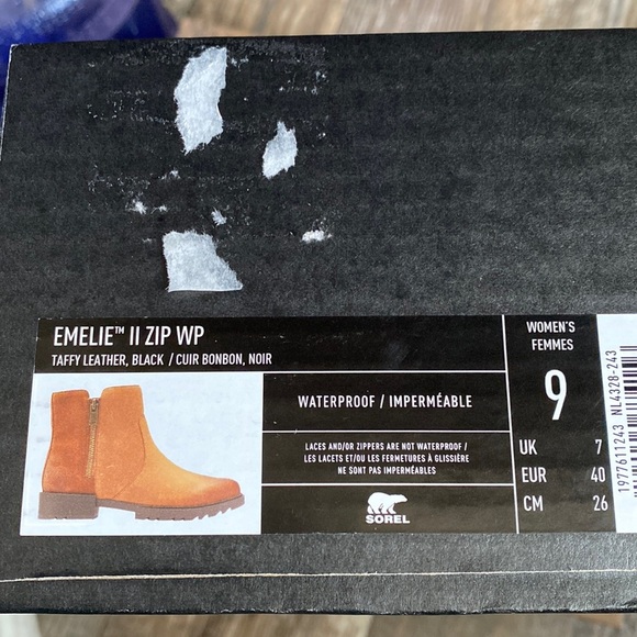 Sorel emilie II ZIP Taffy leather brown tan luggage waterproof boots 9 - Picture 6 of 6